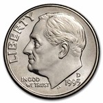 1995-D Roosevelt Dime 50-Coin Roll BU